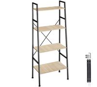 tectake Ladder Shelf Liverpool - Industrial Style, With 4 Shelves in Light Brown TECTAKE Light Brown