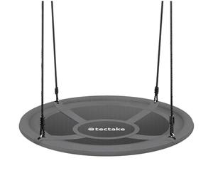 tectake® Large Nest Swing with Water-Repellent Textilene Cover, Height-Adjustable Ropes, 120kg Capacity, Padded Edge & Easy Maintenance - Round Garden Swing for Indoor & Outdoor Use - 120x120x180cm