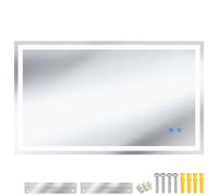 tectake Led Bathroom Mirror Clara in Dark Grey | Size: 50 cm x 70 cm TECTAKE Dark Grey 50 cm x 70 cm