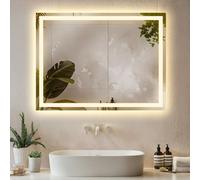 Tectake Led Bathroom Mirror Clara With Dimmable Backlight, 3 Colour Temps And Anti-Fog 60 X 80 Cm- Anthracite