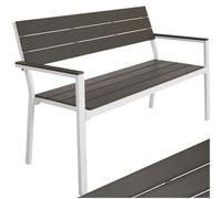 Tectake Line 2-Seater Garden Bench With Aluminum Frame, 128X59X88 Cm - Light Grey/white