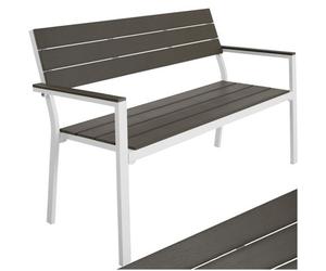 Tectake Line 2-Seater Garden Bench With Aluminum Frame, 128X59X88 Cm - Light Grey/white