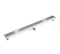 tectake® Linear Shower Drain with Stainless Steel Grate, Easy-to-Clean Channel Drain with Odour Stop & Hair Strainer, Height-Adjustable Bathroom Floor Drain for Easy & Seamless Installation - L100 cm