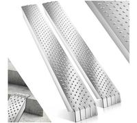 Tectake Loading Ramps Sven - 2-Piece Set, 400 Kg Capacity And Non-Slip 160 X 22 - 23 X 4.5 Cm - Silver