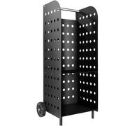Log Holder Basket Wagon Extra Wid Fireplace Firewood Cart Stoves Home Black New