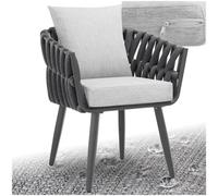 Garden Chair Outdoor Armchair Aluminium Frame Rope String Thick Cushions