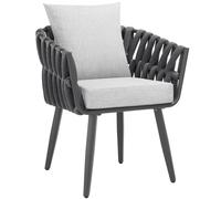 tectake Lugano chair in rope design with aluminum frame in Dark Grey | Size: 1 Seater TECTAKE Dark Grey 1 Seater