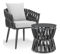 Tectake Lugano Set In Rope Design, Aluminum Frame, Screw Feet - Anthracite/gray