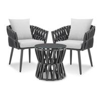 Tectake Lugano Set In Rope Design, Aluminum Frame, Screw-On Legs - Anthracite/gray