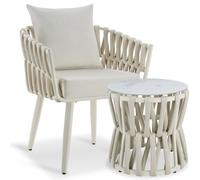 Tectake Lugano Set In Rope Design, Aluminum Frame, Screw-On Legs - Beige