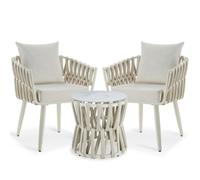 Tectake Lugano Set In Rope Design, Aluminum Frame, Screw-On Legs - Beige