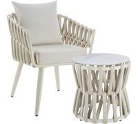 tectake Lugano Set In Rope Design, Aluminum Frame, Screw-On Legs in Beige | Size: 1 Seater TECTAKE Beige 1 Seater