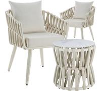 tectake Lugano Set In Rope Design, Aluminum Frame, Screw-On Legs in Beige | Size: 2 Seater TECTAKE Beige 2 Seater