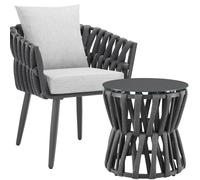 tectake Lugano Set In Rope Design, Aluminum Frame, Screw-On Legs in Dark Grey | Size: 1 Seater TECTAKE Dark Grey 1 Seater
