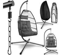 tectake® Luxurious Egg Chair with Steel Stand, 160 kg Load, Thick Cushions