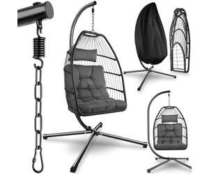 tectake® Luxurious Egg Chair with Steel Stand, 160 kg Load, Thick Cushions
