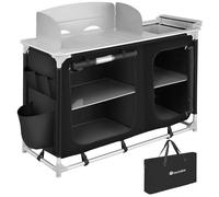 tectake Luxury Camping Kitchen With Aluminum Frame & 4 Compartments Luksus in Black TECTAKE Black