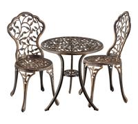 tectake Lyon Bistro Set for 2 People, Weather-Resistant Aluminum in Bronze | Size: 2 Seater TECTAKE Bronze 2 Seater