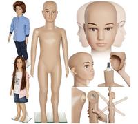 Tectake Mannequin - Adjustable, Full Body, Life Size, Realistic Proportions, Glass Plate Stand Child - Beige