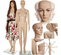 Tectake Mannequin - Adjustable, Full Body, Life Size, Realistic Proportions, Glass Plate Stand Female - Beige