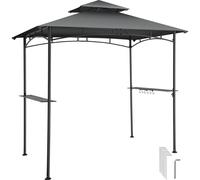 tectake Maracaibo BBQ Pavilion, weatherproof, wind canopy, 2 shelves in Dark Grey | Size: Large TECTAKE Dark Grey Large