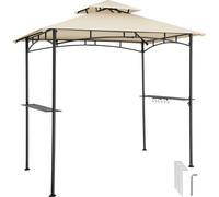 tectake Maracaibo BBQ Pavilion, weatherproof, wind canopy, 2 shelves in Light Sand | Size: Large TECTAKE Light Sand Large