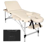 Tectake Massage Table 3-Zone Aluminium 5cm Padding and Bag - Cream, Cream