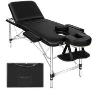 Tectake Massage Table 3-Zone Aluminium 5cm Padding and Bag - Black, Black