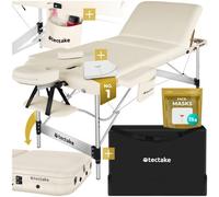 Tectake Massage Table Ko Tao - 3 Zones, 78Cm Wide, Aluminium Frame, Folding, Carry Bag, Cream