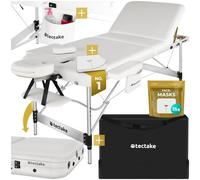 Tectake Massage Table Ko Tao - 3 Zones, 78Cm Wide, Aluminium Frame, Folding, Carry Bag, White