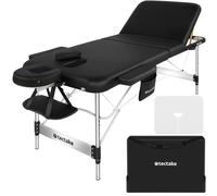 Tectake Massage Table Ko Tao - 3 Zones, 78Cm Wide, Aluminium Frame, Folding, Carry Bag, Black