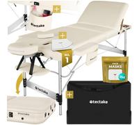 Tectake Massage Table PhUKet - 3 Zones, 70 Cm Wide, Aluminium Frame, Carry Bag & Masks, Cream