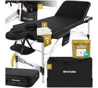 Tectake Massage Table PhUKet - 3 Zones, 70 Cm Wide, Aluminium Frame, Carry Bag & Masks, Black