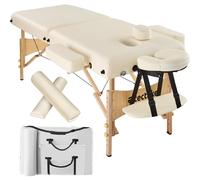 Tectake Massage Table 2-Zone 7.5cm Padding and Rolls and Bag - Cream, Cream