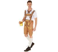 TecTake dressforfun Men’s Bavarian Costume | Smart lederhosen-style shorts | Traditional embroidery | Comfortable stretch jersey top in white (XL | no. 301088)