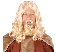 tectake Men's Blonde Viking Wig in Yellow TECTAKE Yellow One Size