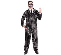Mens Suit Bone Print Skeleton Halloween Costume Fancy Dress Outfit Adult Tuxedo