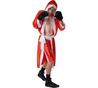 dressforfun Men’s Boxer Costume | Elasticated shorts | Hooded ring jacket | Incl. boxing gloves and belt (Blue S | No. 301829)