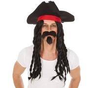 tectake Men's Captain Jack Wig in Black TECTAKE Black One Size