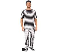 tectake Men's Convict Costume in Black | Size: 2XL TECTAKE Black 2XL