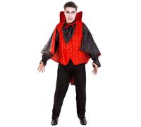 Men’s Costume Count Dracula Halloween Fancy Dress Outfit Adult Vampir Cape