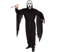 Men’s Costume Scare Halloween Fancy Dress Outfit Adult Scream Mask Black Scary