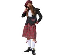 Mens Costume Scotsman Highlander Scottish Tartan Kilt Fancy Dress Carnival