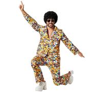 tectake Men's Fancy Dress Costume - 70s Disco, Retro Circle Pattern | Size: 2XL TECTAKE Multicolor 2XL