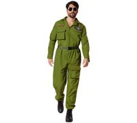 Fancy Dress Costume Men's Air Force Pilot Outfit Green Halloween Dress Up