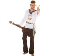 tectake Men's Jimmy Hippie Costume in Brown | Size: Small TECTAKE Brown S