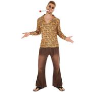 tectake Men's John Hippie Costume in Brown | Size: Small TECTAKE Brown S