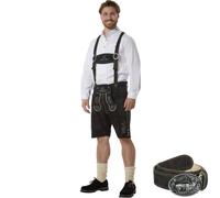 tectake Men's Lederhosen Johannes - Bone Buttons, High-Quality Braces & A Sturdy in Black | Size: 58L TECTAKE Black 58L
