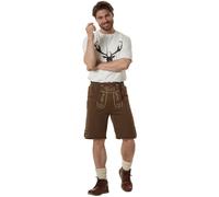 tectake Men's Lederhosen Lenni In Fleece With Edelweiss Embroidery & Alpine Accents in Brown | Size: 56 TECTAKE Brown 56