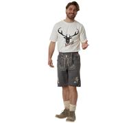 tectake Men's Lederhosen Luka In Fleece With Edelweiss Embroidery & Alpine Accents in Grey | Size: 54 TECTAKE Grey 54